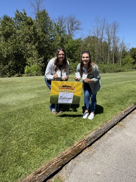 Salmon's team on the course giving out samples